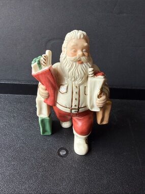 Vintage Lenox Classic Ceramic Santa’s Pastimes Shopper Figurine
